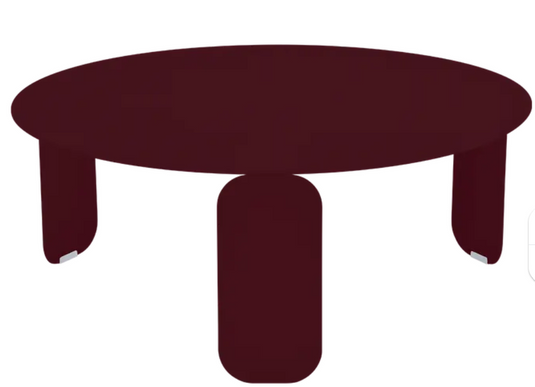 Black Fermob Bebop Low Table Ø80cm, round outdoor coffee table with anthracite finish, perfect for outdoor patio or garden spaces.