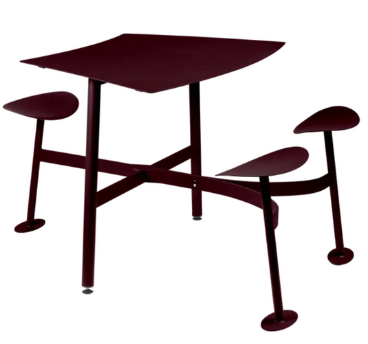 Black Cherry Fermob Bolder 3-seater bar stool with sleek design and sturdy frame, ideal for modern bar or kitchen seating.