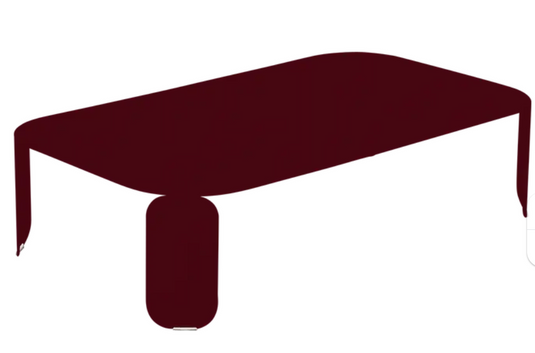 Black Fermob Bebop low outdoor table, 120x70 cm with 42 cm height, stylish and durable for outdoor furniture.