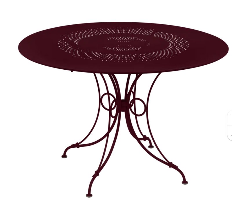 Load image into Gallery viewer, Black Fermob 1900 outdoor round table with 117cm diameter, stylish and durable outdoor furniture for garden or patio use.
