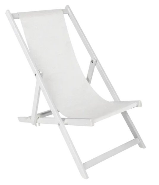 Fermob ALPINA foldable deck chair in white, outdoor folding chair with a sleek, modern design for outdoor relaxation.