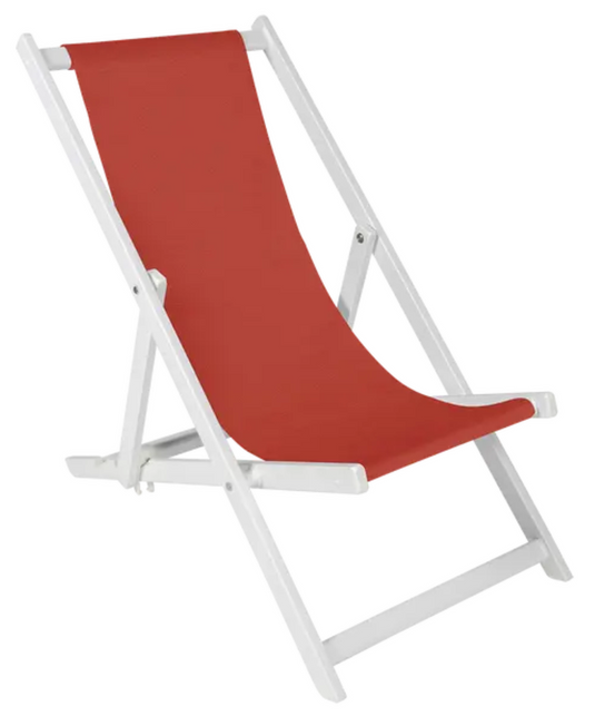 Fermob Blanc Brique foldable ALPINA deck chair for outdoor use, showing a lightweight, foldable chair with a modern design.