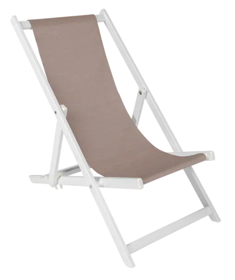 Load image into Gallery viewer, Fermob ALPINA folding deck chair in blanc greige, outdoor lounge chair with a sturdy frame and comfortable seating.
