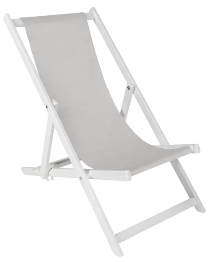 Load image into Gallery viewer, Fermob ALPINA foldable deck chair in Blanc and Gris Argent, outdoor use, lightweight and portable for patio or garden.
