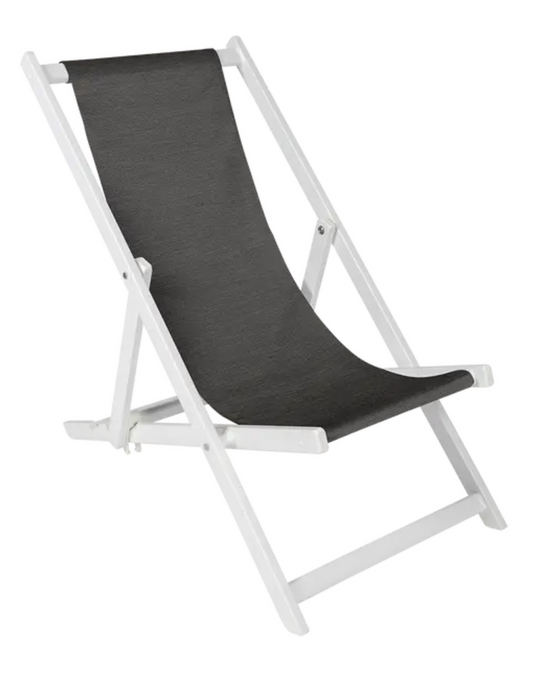 Fermob Blanc Titane ALPINA foldable deck chair, outdoor folding chair with a sleek design, suitable for patio or garden use.