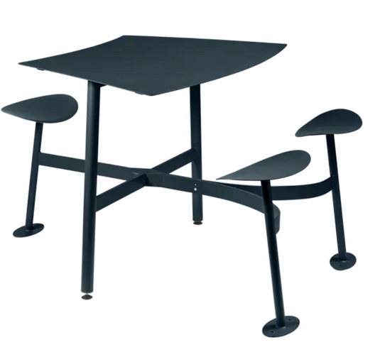 Fermob Bolder 3 Seater bar stool with sleek design and wooden legs, showcasing modern outdoor seating for patios or bars.