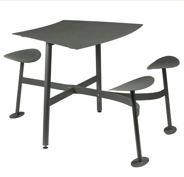 Fermob Bolder 3-seater square outdoor bar stool with integrated seating, metal frame, modern design for outdoor hospitality use