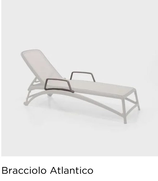 Load image into Gallery viewer, Stackable Nardi Atlantico sunlounger with armrests, outdoor poolside recliner for patio relaxation in Ireland.
