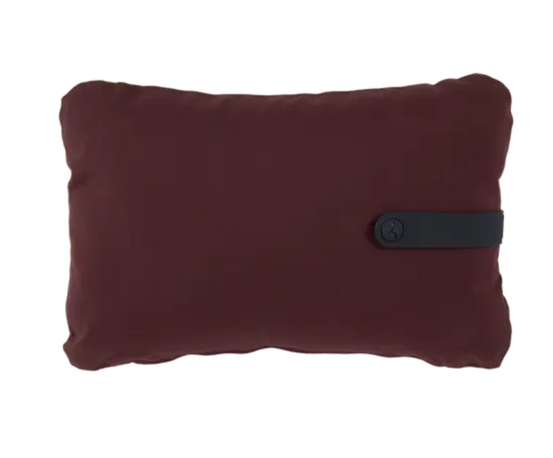 Load image into Gallery viewer, Burgundy Color Mix Fermob outdoor cushion measuring 44 x 30 cm, stylish and comfortable for outdoor seating.
