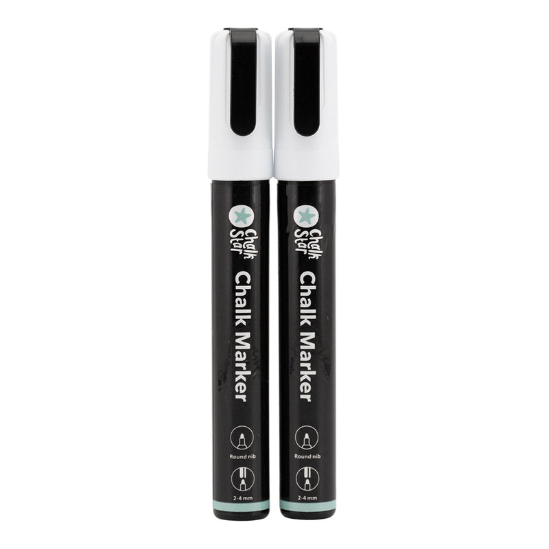 Load image into Gallery viewer, Securit Chalkmarkers - Chalk Markers Bullet Nib Set of 2 White Markers - Pack of 10
