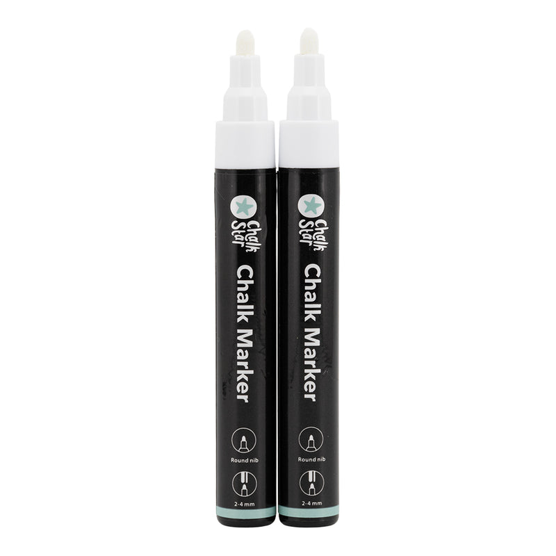 Load image into Gallery viewer, Securit Chalkmarkers - Chalk Markers Bullet Nib Set of 2 White Markers - Pack of 10
