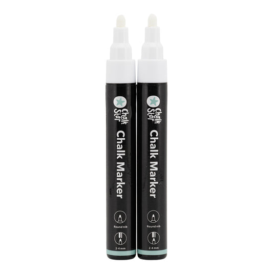 Securit Chalkmarkers - Chalk Markers Bullet Nib Set of 2 White Markers - Pack of 10