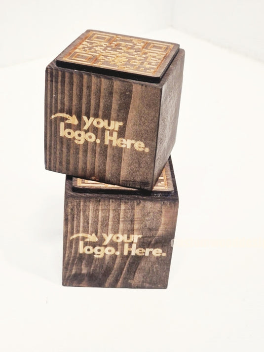 QR Code Block 5 sides Stained & Branded Custom Wood Designs CU0F4C_1