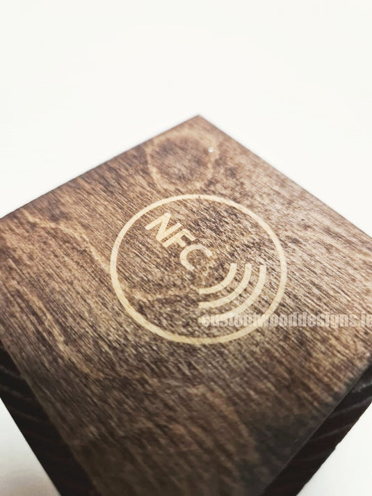 NFC Enabled Block 3 sides Stained & Branded Custom Wood Designs CU40DE_1_52202b00-aa32-40e3-8ad0-7a2bad006cb6