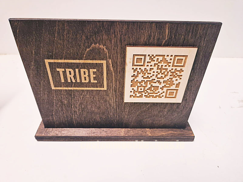 Load image into Gallery viewer, QR Display Stands A5 Brown Birch 10-1000 Custom Wood Designs CU4148_1
