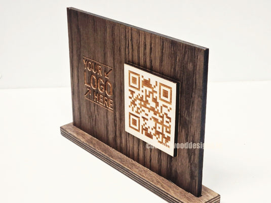 QR Display Stands A5 (Dark Oak) 10-1000 Custom Wood Designs CU82C8_1_5c502ed0-1390-41bf-85f6-5f15d0495825