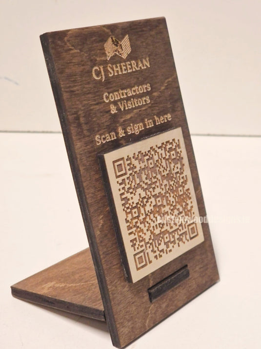QR Display Stand - Laser Cut Dark Birch Custom Wood Designs CUA90B_1