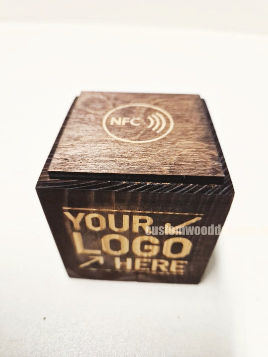 NFC Enabled Block 5 sides Stained & Branded 10-1000 Custom Wood Designs CUD9D2_1