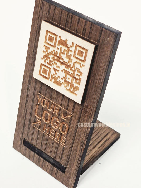 QR Display Stand - Laser Cut Dark Oak 10-1000 Custom Wood Designs CUF47B_1