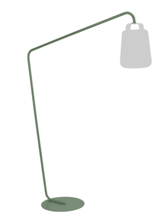 Fermob BALAD² Offset Lamp Stand featuring a sleek, modern design with a curved metal structure in a vibrant finish.