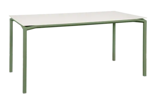 Fermob CALVI AERIS mineral dining table, 160 x 80 cm, six-seater with a sleek, modern design and cactus-inspired surface.