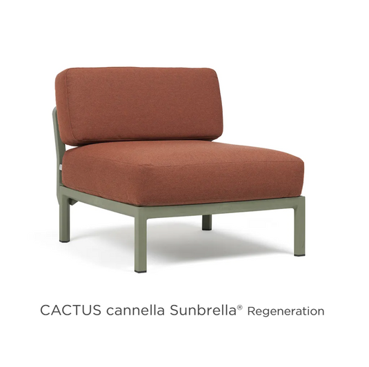 Nardi Maximo modular sofa center seat with cactus and sunbrella fabric, outdoor hospitality furniture, middle module for outdoor seating arrangement.