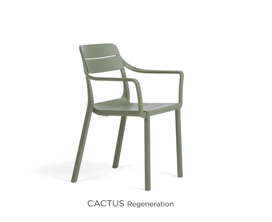 Outdoor Nardi Cassia stackable armchair with a sleek design, perfect for garden or patio seating.