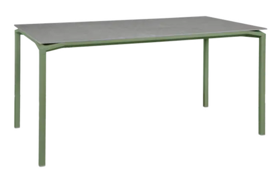 Fermob CALVI Creta Mineral dining table in cactus grey, 160x80 cm, six-seater table for modern dining spaces.