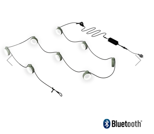 Fermob HOOPIK string lights with cactus-shaped bulbs, 1200 cm outdoor lighting for restaurant or hotel decor.