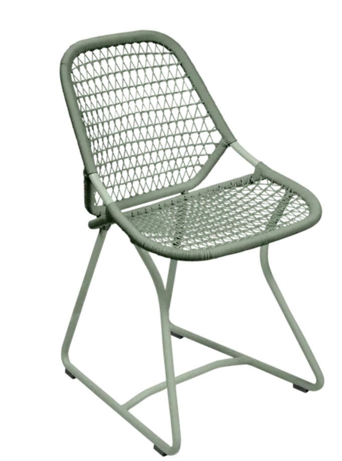 Fermob Sixties outdoor chair with a cactus green finish, stylish seating for restaurant and hospitality outdoor spaces in Ireland.