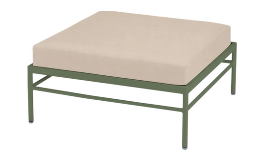 Fermob Rivage Ottoman outdoor furniture with metal frame and cactus twine design, suitable as a lounge or footstool.