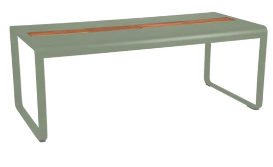 Fermob Bellevie outdoor dining table in wood and metal, 196x90cm, with storage, eight-seater, stylish garden furniture