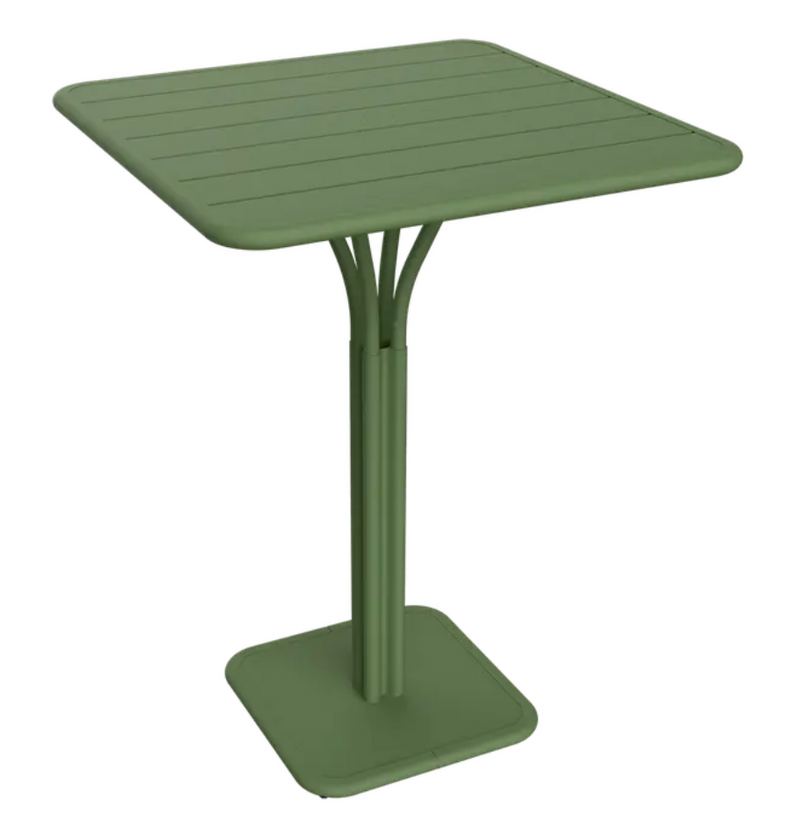 Load image into Gallery viewer, Luxembourg high pedestal metal table by Fermob, 80x80 cm, outdoor furniture with a modern design and cactus pattern.
