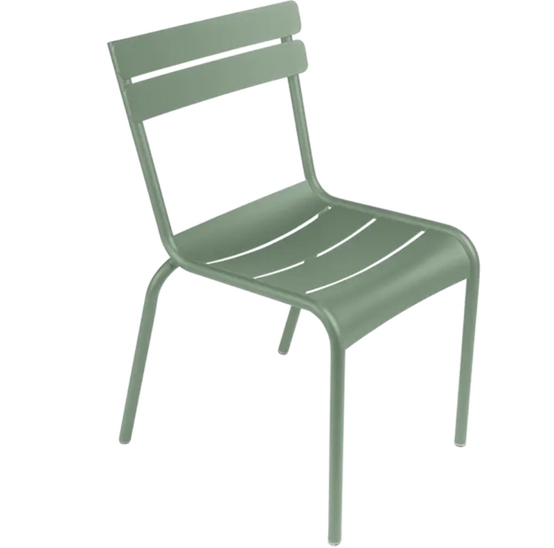 Load image into Gallery viewer, Fermob Luxembourg armchair with a cactus green metal frame, stackable design, suitable for outdoor or restaurant seating.
