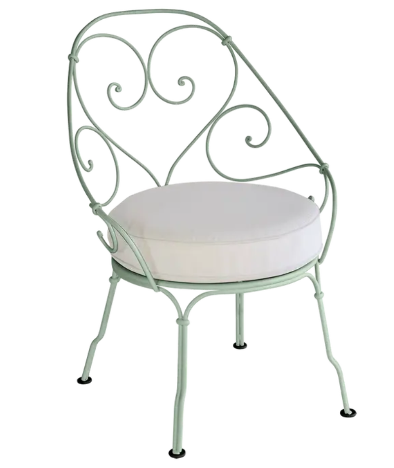 Load image into Gallery viewer, Off-white Fermob 1900 Carbriolet outdoor armchair with metal frame and cactus design, ideal for stylish outdoor seating.
