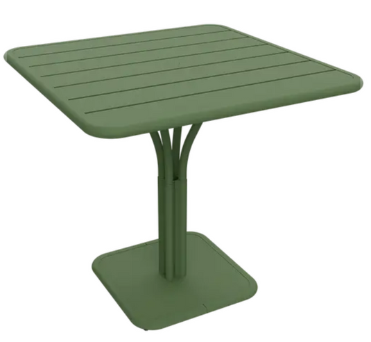 Fermob Luxembourg outdoor pedestal table, 80x80 cm, with a cactus design, suitable for garden or patio use.