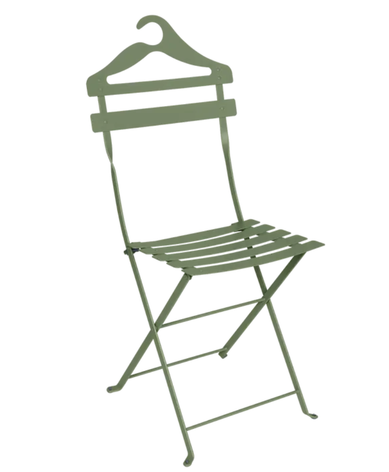 Load image into Gallery viewer, Fermob Bistro Valet folding metal chair with cactus design, hanging and foldable for versatile outdoor seating.

