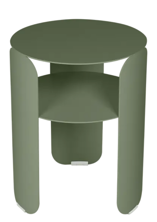 Fermob Bebop Side Table Ø35cm in anthracite metal, outdoor offset table with a modern design and smooth surface.