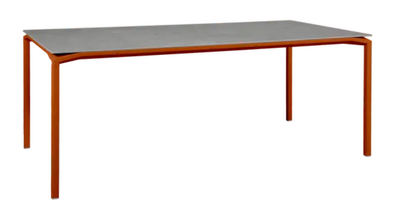 Load image into Gallery viewer, Fermob CALVI Kreta mineral dining table, 195x95 cm, eight-seater with orange duraflontop, modern outdoor table design
