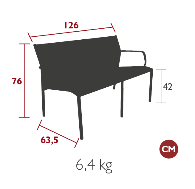 Load image into Gallery viewer, Fermob Cadiz 2-Seater outdoor aluminum bench with a sleek design, suitable for garden or patio seating.
