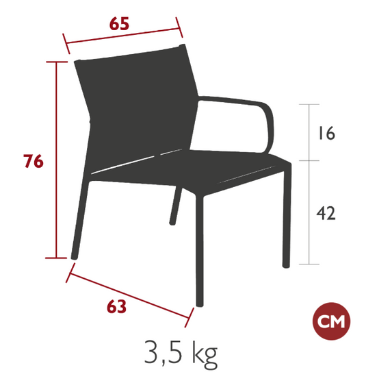 Fermob Cadiz Low Armchair outdoor aluminum frame with technical fabric seating, suitable for patio or garden use.