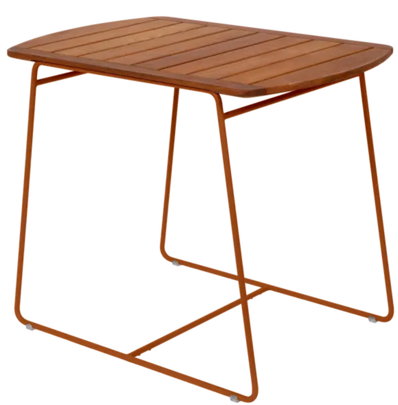 Load image into Gallery viewer, Fermob outdoor teak table, 90x60cm, with a smooth wooden surface and sturdy legs, suitable for patio or garden dining.
