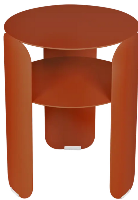 Fermob Bebop Side Table with 35cm diameter, black metal offset design, ideal for outdoor use