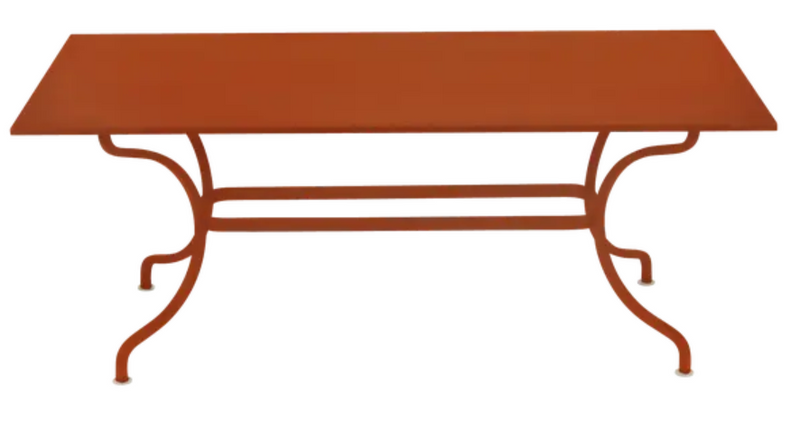 Load image into Gallery viewer, Fermob Romane Table in candied orange finish, 180 x 100 cm, designed for up to 8 guests, outdoor dining furniture.
