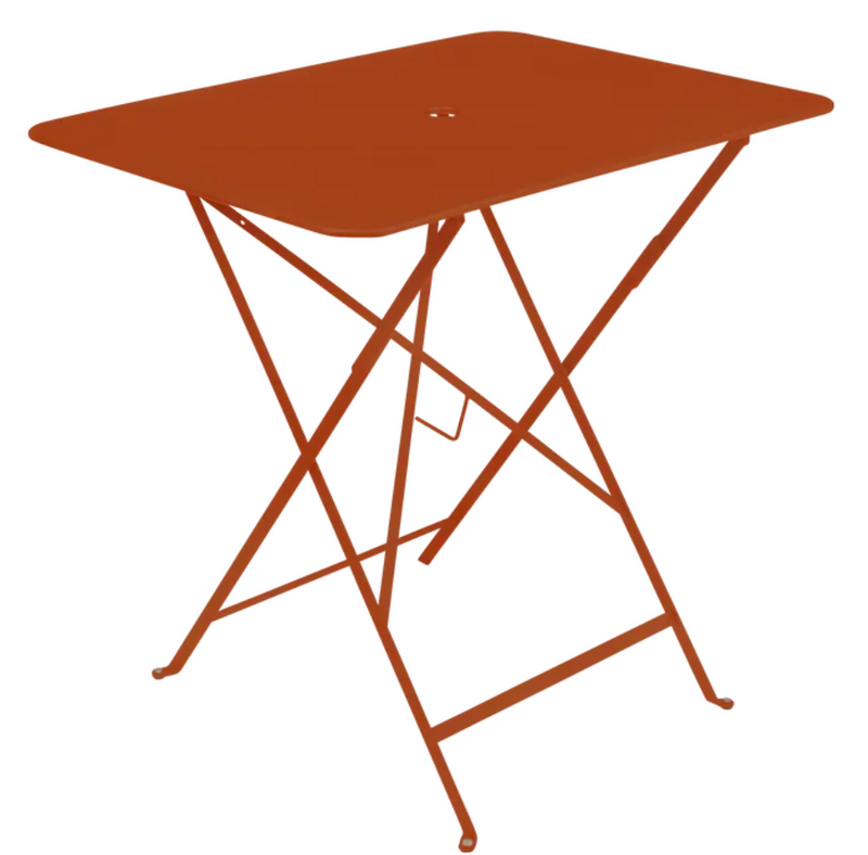 Load image into Gallery viewer, Fermob foldable bistro table measuring 77 x 57 cm with a metal surface, suitable for outdoor patio or garden use.
