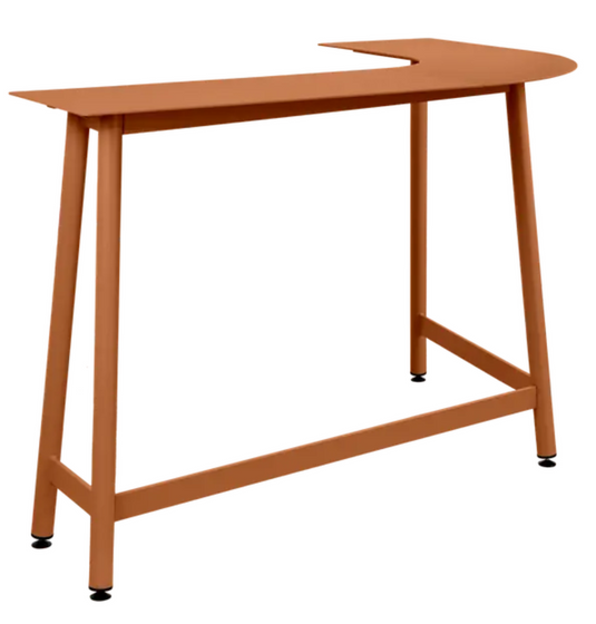 Fermob Bolder Corner Bar Stool with orange finish, outdoor metal design, suitable for garden or patio seating.
