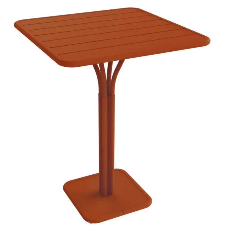 Load image into Gallery viewer, Luxembourg high pedestal metal table by Fermob, 80x80 cm, outdoor furniture with a modern design and candied orange finish.
