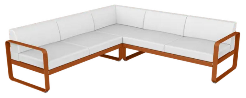 Load image into Gallery viewer, Fermob Bellevie outdoor lounge set with off-white modular sofa, featuring plush cushions and modern design for outdoor relaxation.
