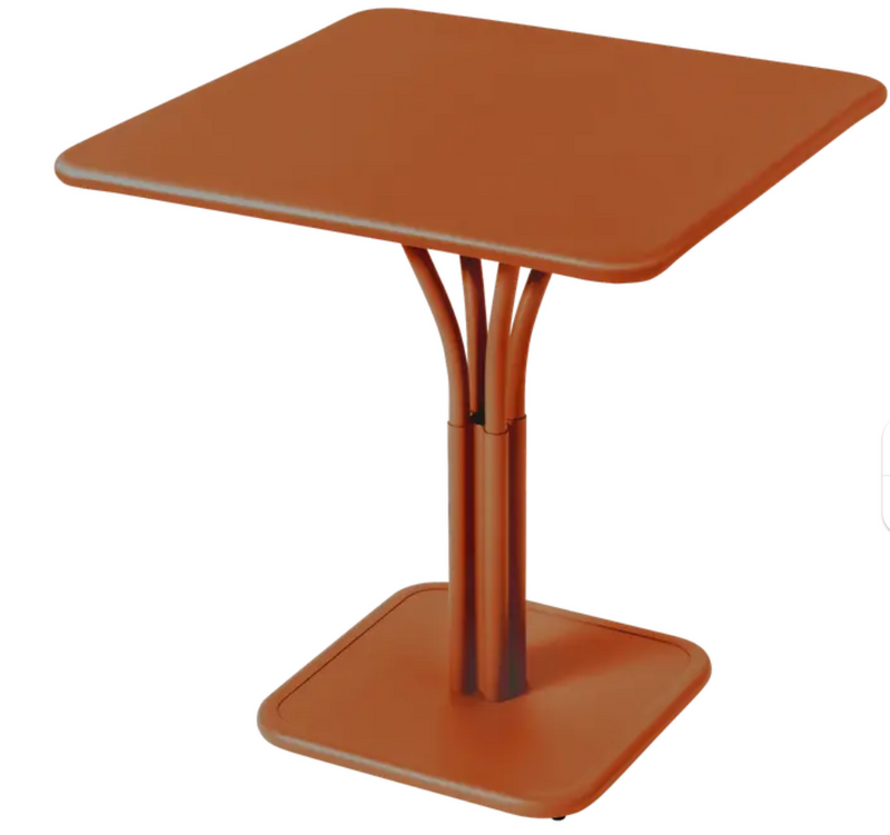 Load image into Gallery viewer, Fermob Luxembourg metal table with 71x71 cm solid aluminum top, suitable for outdoor dining and patio use.
