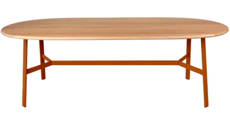 Load image into Gallery viewer, Fermob SO'O Oval Oak Dining Table, 220 x 95 cm, solid wood surface, 8-seater, modern and elegant furniture piece.
